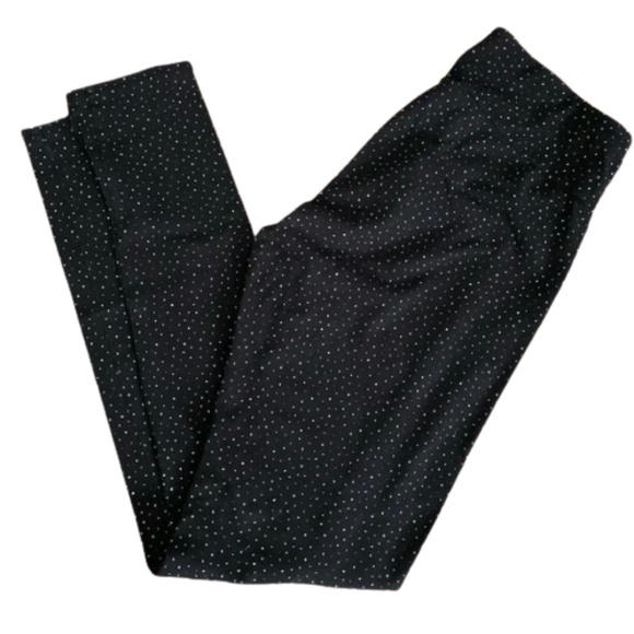 LC LAUREN CONRAD Leggings Mid Rise Skinny Jersey Black Polka Dots Small - Picture 4 of 5